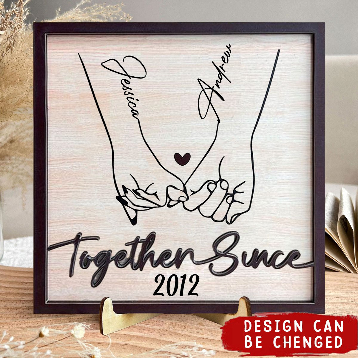 Personalized Holding Hand Forever- 2 Layers Wooden Plaque