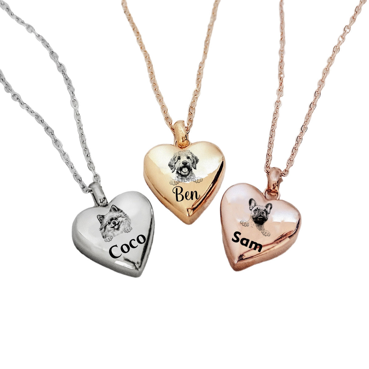 Personalized Tiny Heart Cremation Ash Urn Pendant Necklace Memorial Gift For Dog/Pet Lovers