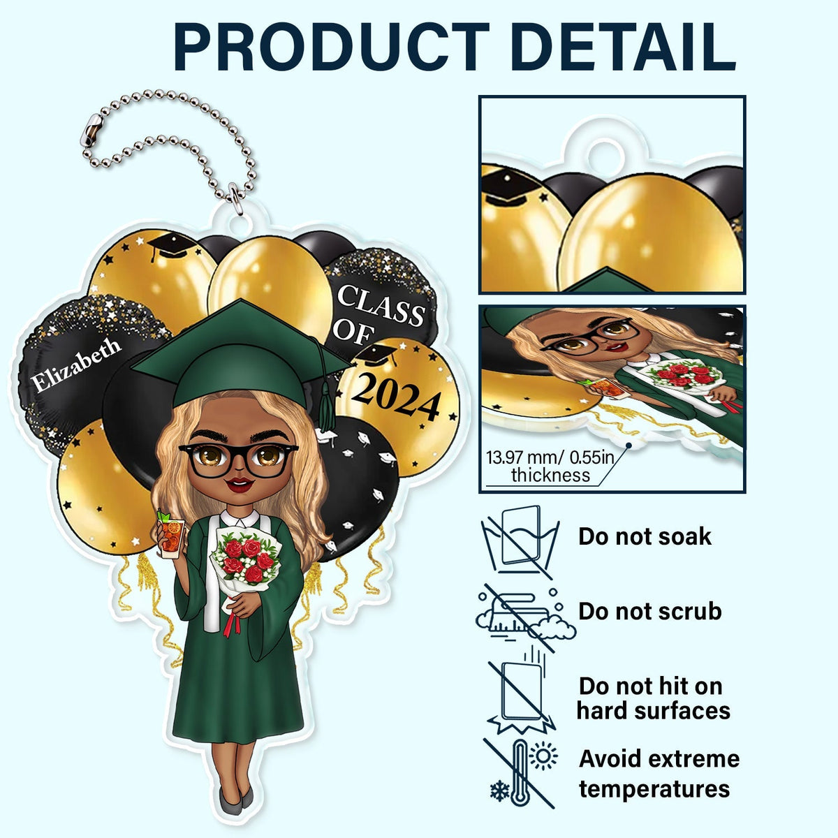 Personalized Acrylic Ornament - Graduation Memory Hanger With Your Photo - Gift For Friends, Children