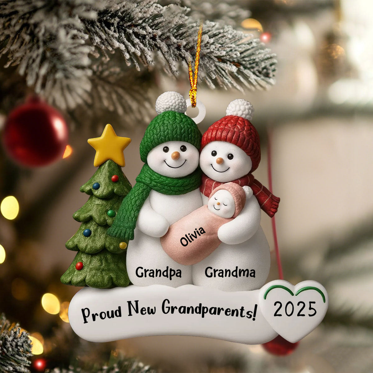 Proud New Grandparents - Personalized Acrylic Ornament, Gift For Papa, Gift For Nana