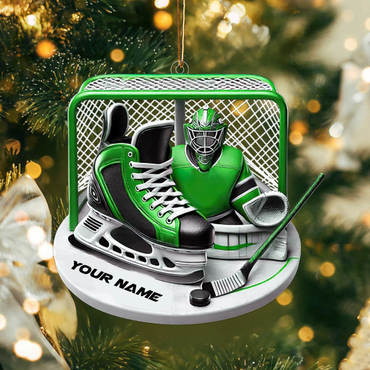 Custom Name Ice Hockey Ornament, Christmas Gift Decoration