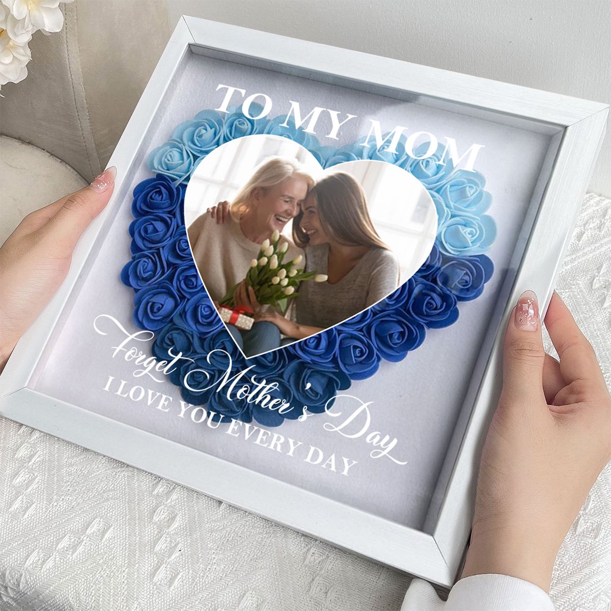 Personalized  I Love You Every Day Flower Shadow Box Gift for Mom