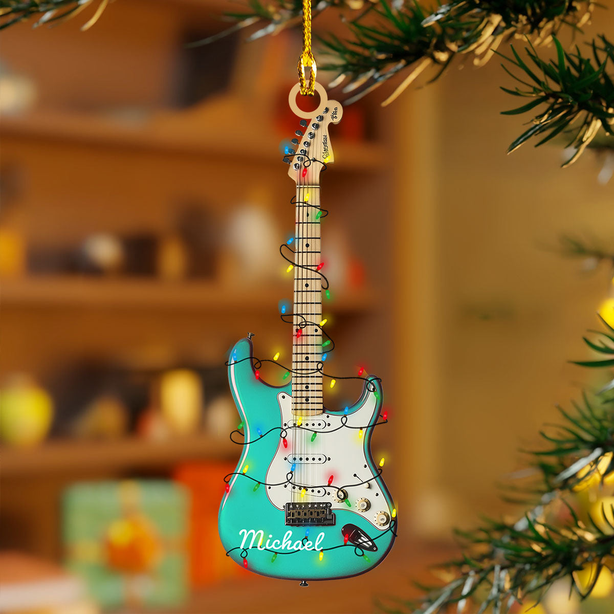 Personalized Electric Guitar Acrylic Christmas Ornament, Gift For Guitar Players