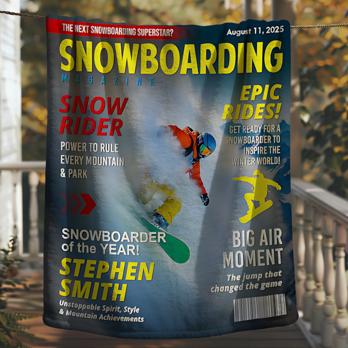 Custom Snowboarding Magazine Cover Blanket– Snowboard Gift, Gift for Snowboard Lovers