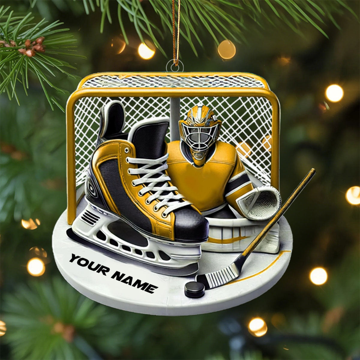 Custom Name Ice Hockey Ornament, Christmas Gift Decoration