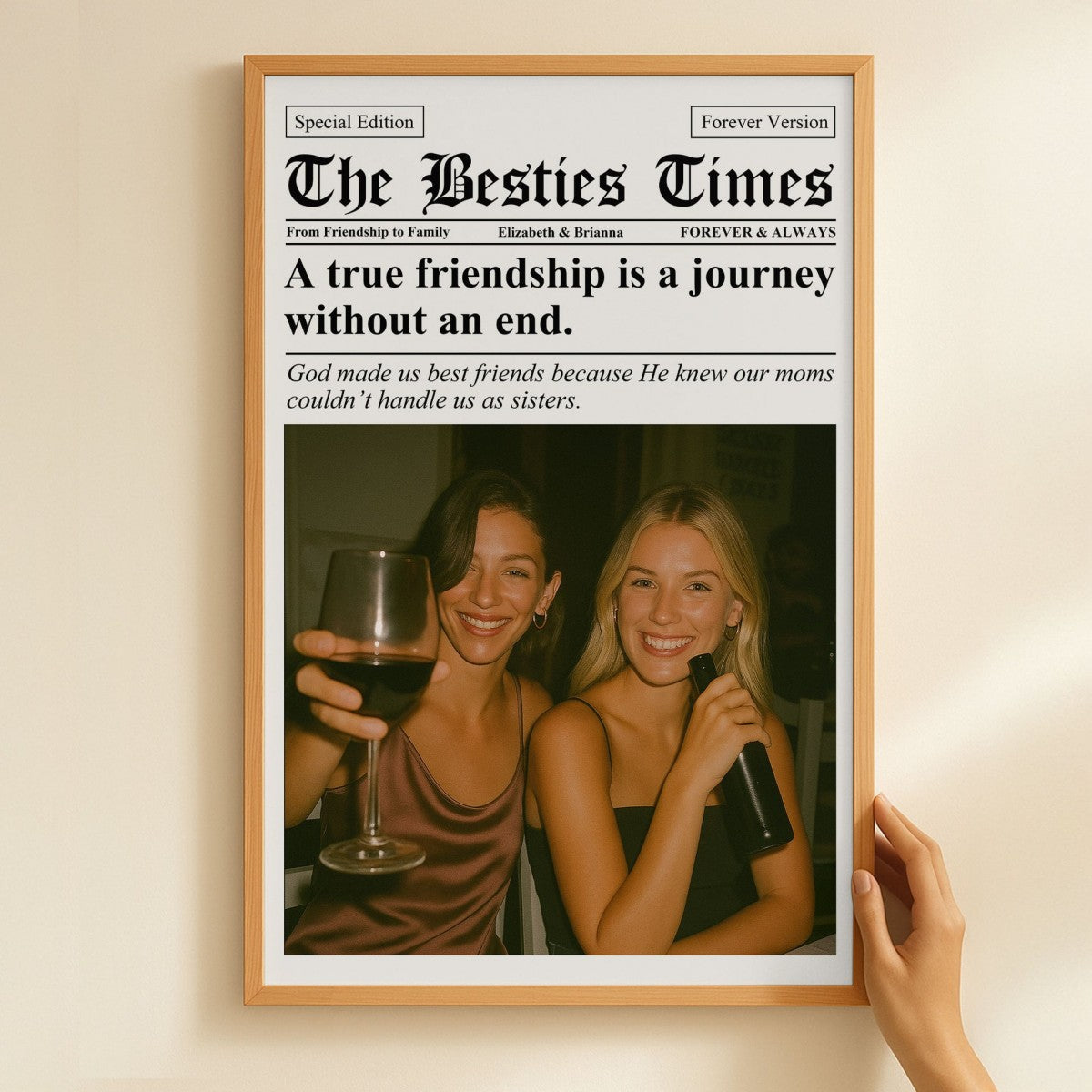 Newspaper The BFF Times - Upload Best Friend, Bestie Photo - Personalized Photo Poster Gift For Friend, Bestie