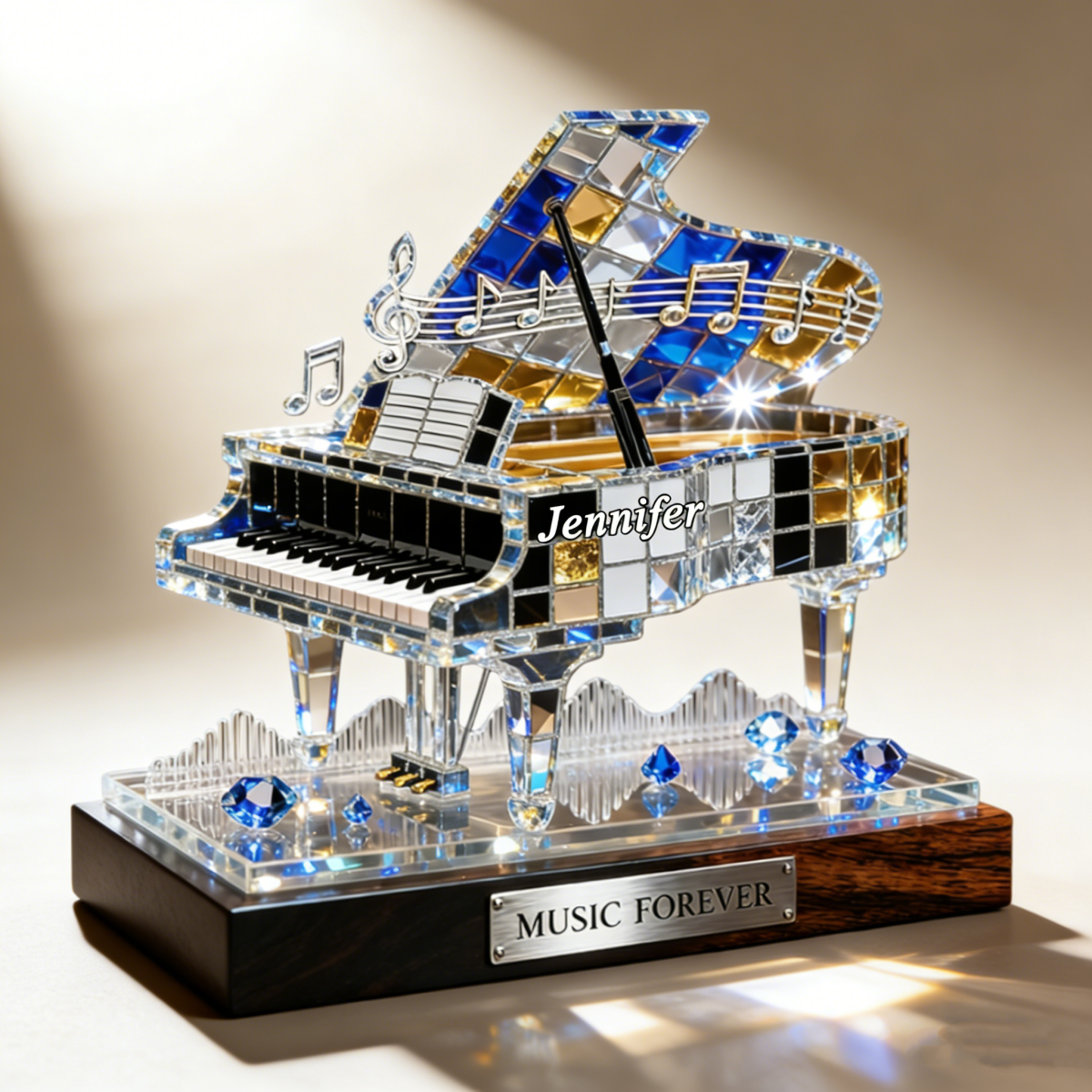 Personalized Stained Glass Effect Piano Themed Plaque,Music Lover Musician Gift