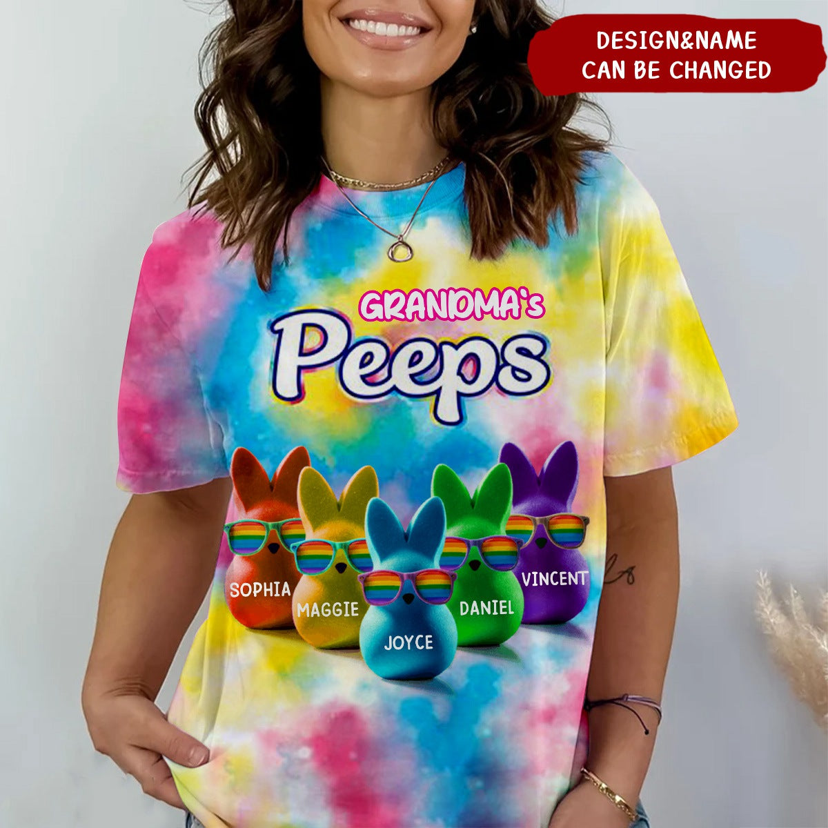 Personalized Grandma's Favorite Bunny Colorful T-Shirt