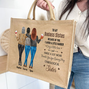 Because Of You I Laugh A Little Harder Friendship - Personalized Jute Tote Bag