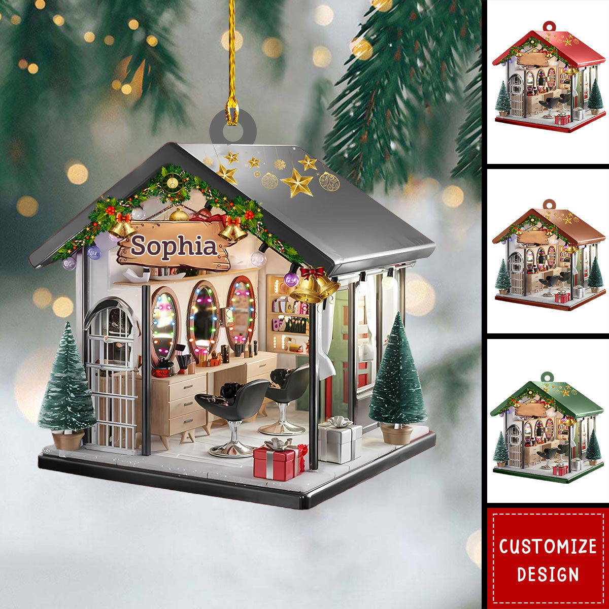 Personalized Hair and makeup salon Ornament