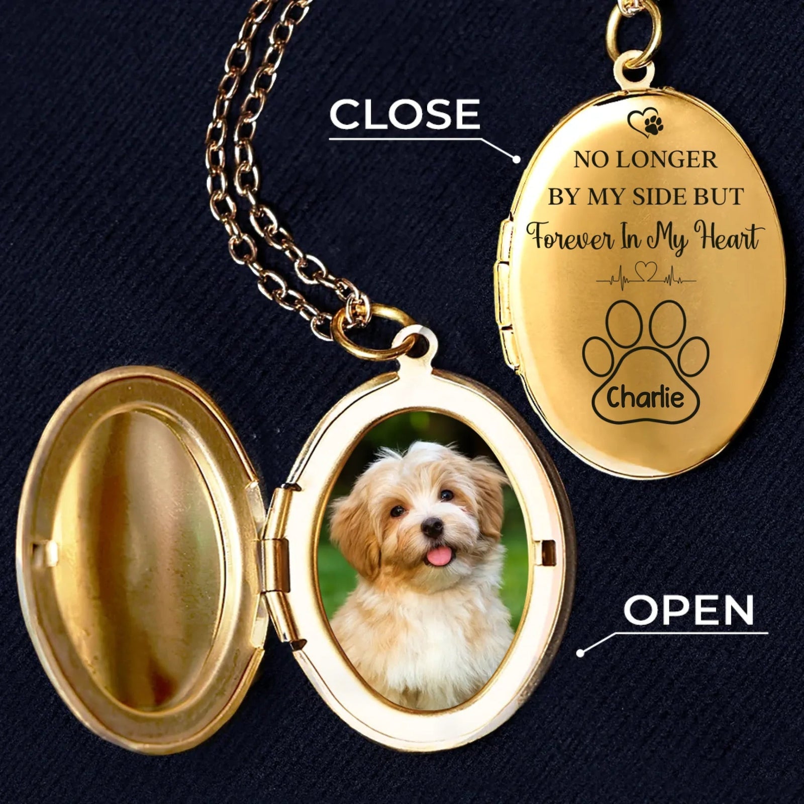 You Left Paw Prints On My Heart - Memorial Personalized Custom Locket Necklace Gift For Pet Lovers