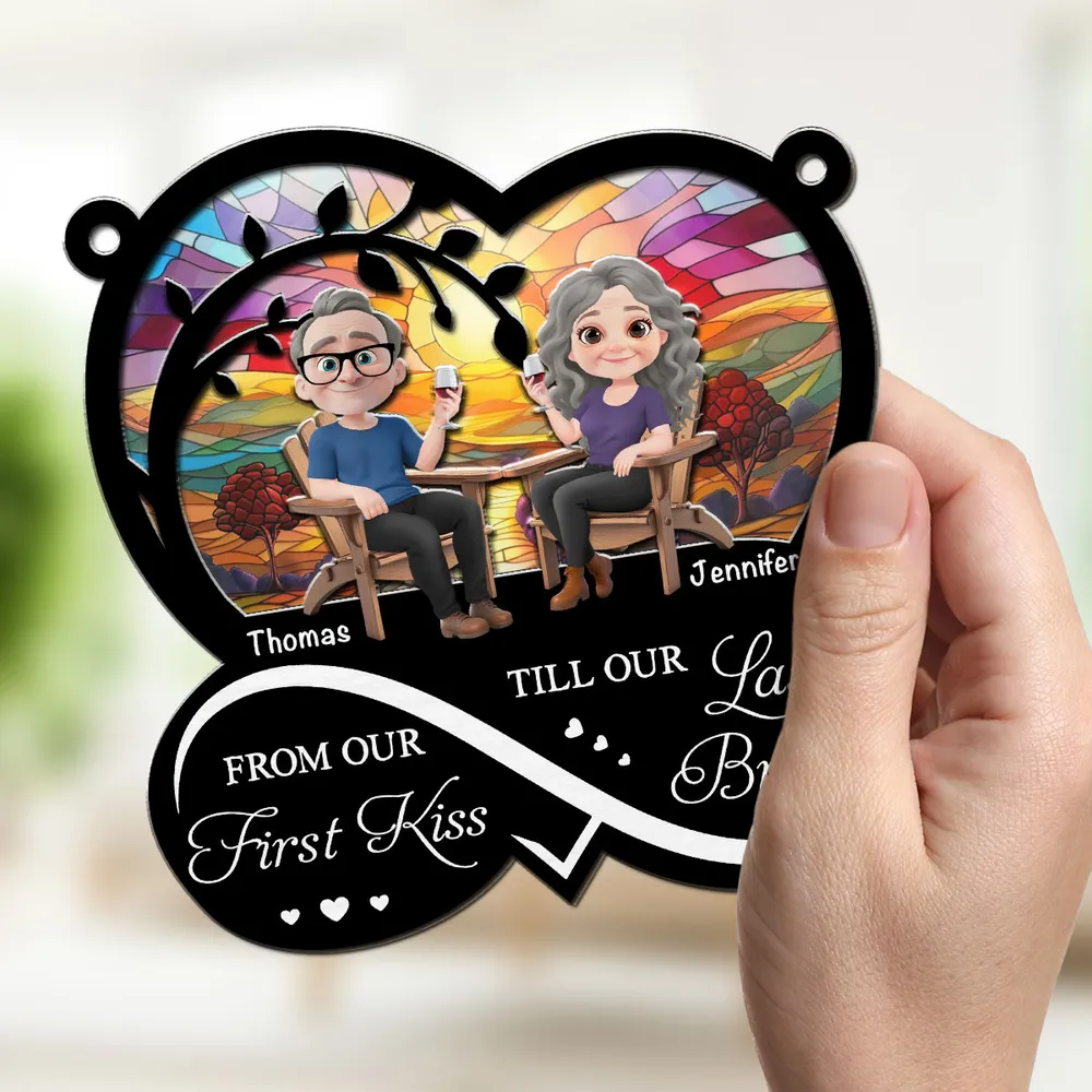 From Our First Kiss - Personalized Couple Window Suncatcher Ornament