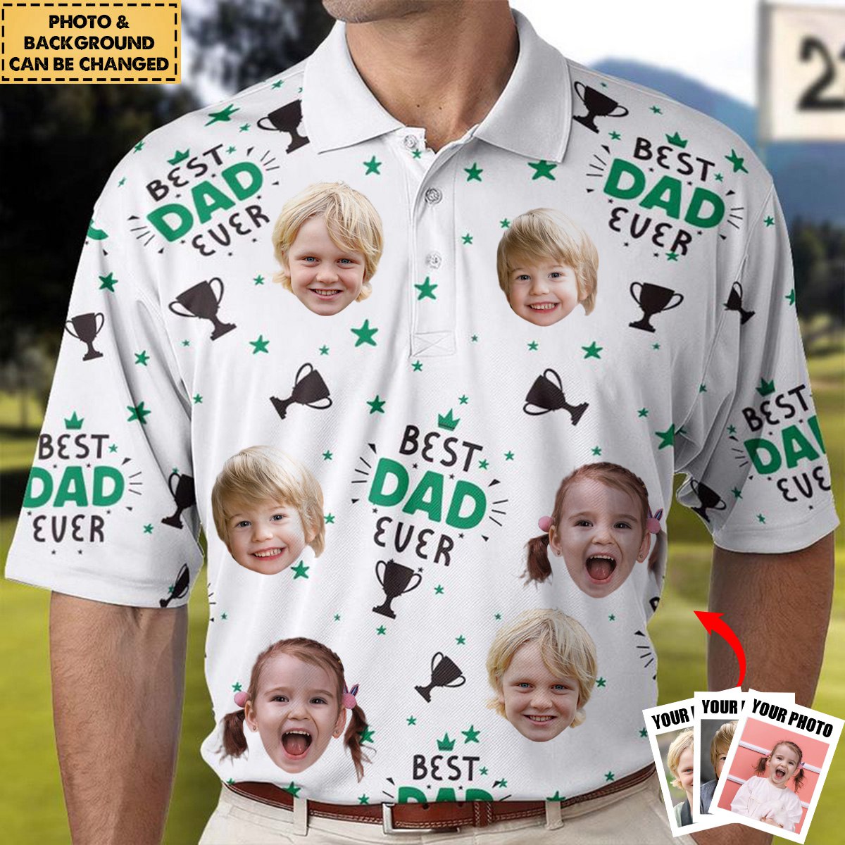 Personalized Photo Polo Shirt - Best Dad Ever
