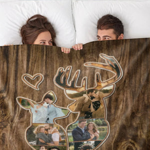 Personalized Couple Deer Hunting Memories Collage Blanket Deer Hunting Gifts For Couple