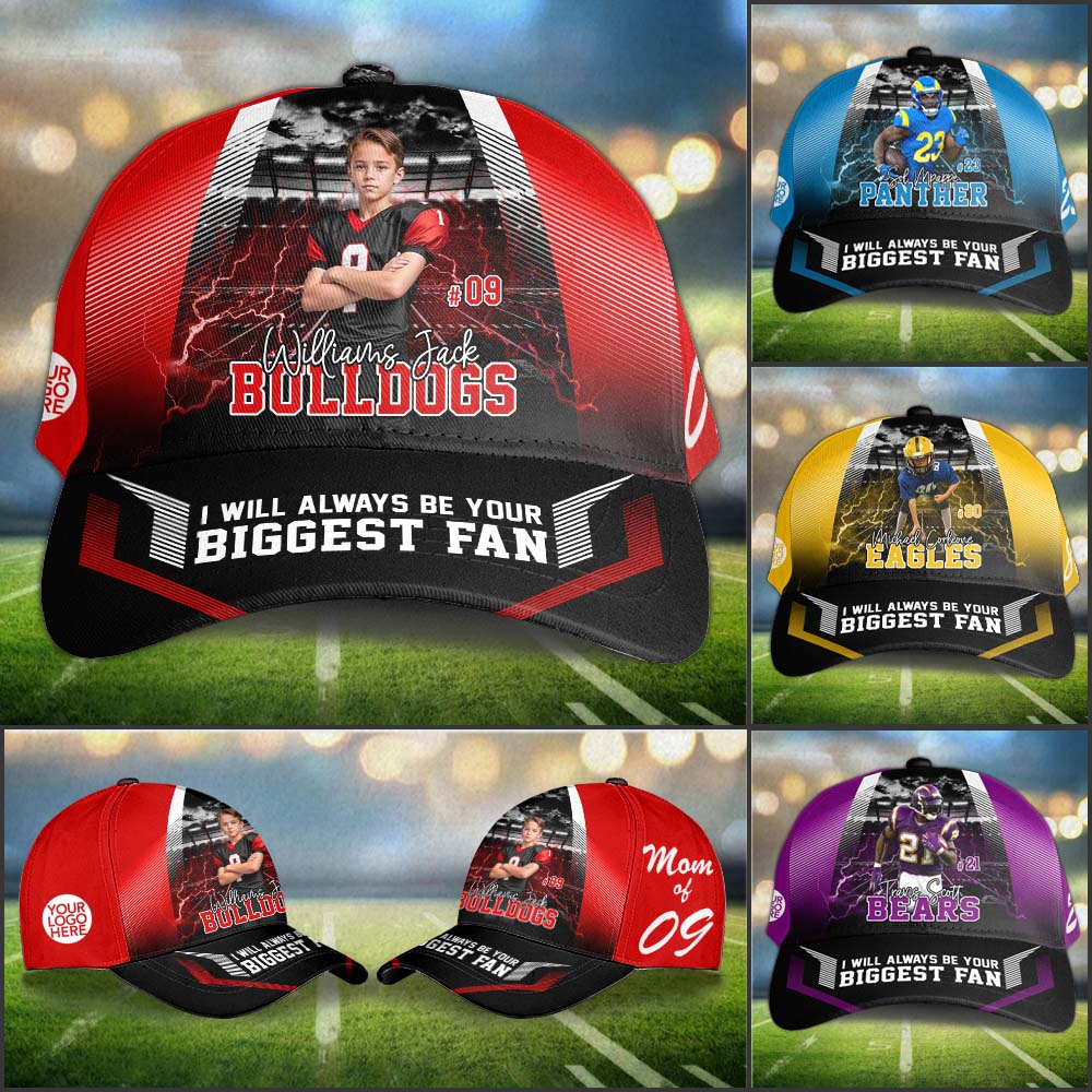 I Will Always Be Your Biggest Fan Personalized Photo Football Classic Cap