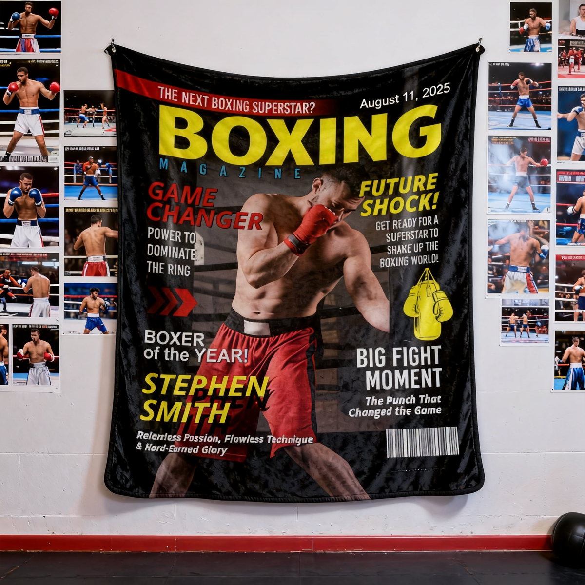 Personalized Boxing Magazine Cover Blanket Boxing Gifts, Boxing Retirement Gift, Boxing Coach Gift, Boxing Lover Gift