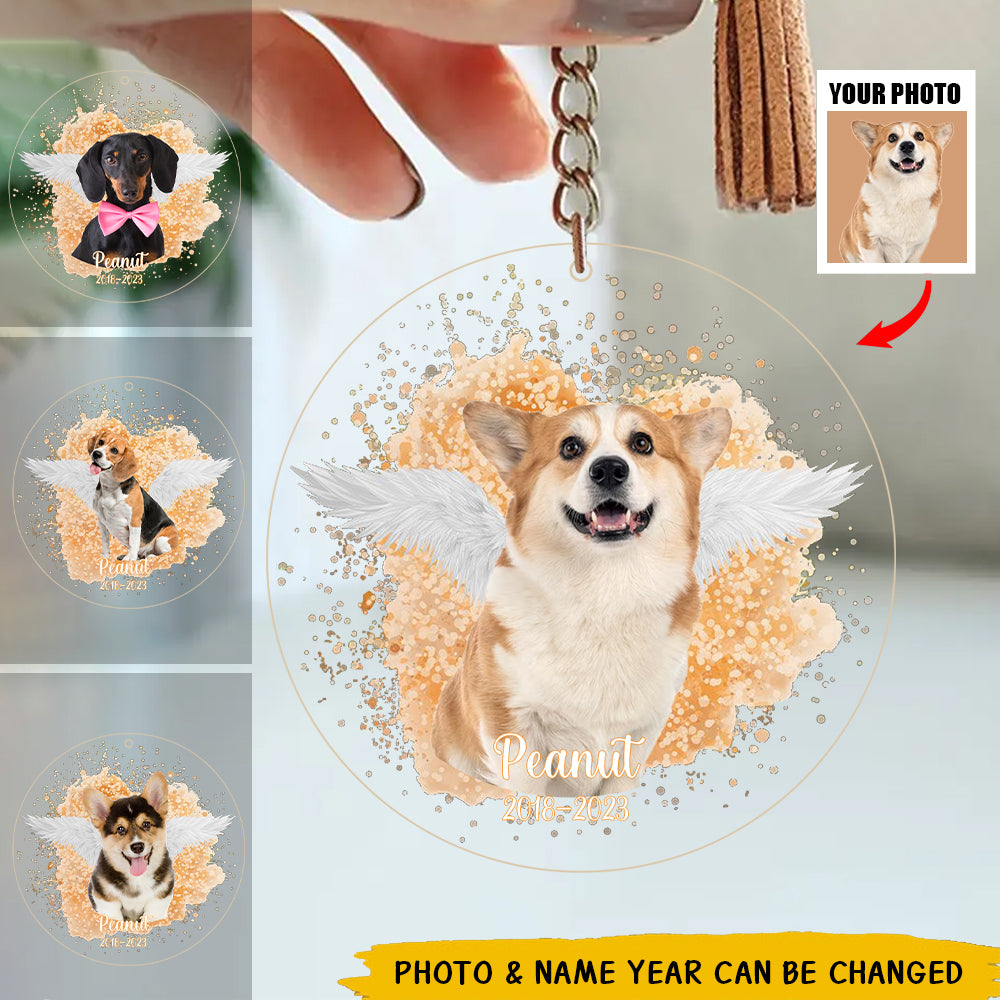 Custom Photo Memorial Dog Cat - Pet Memorial Gift, Christmas Gift - Personalized Circle Acrylic Keychain