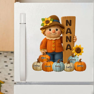 Grandma Scarecrow Standing Grandkids Pumpkins Personalized Decal