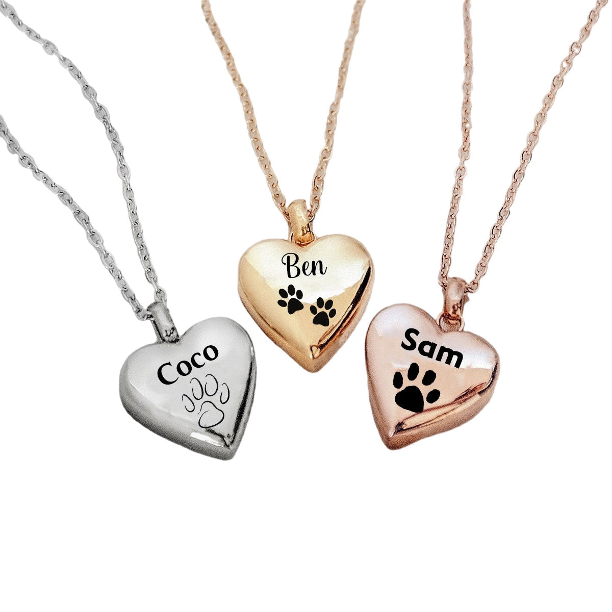 Personalized Heart Cremation Charm Necklace For Pet Ashes