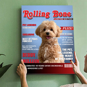 Pet Magazine Cover, Custom Pet Portrait Photo Canvas, Personalized Dog Lover Gift