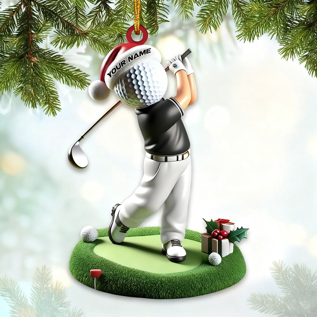 Custom Name Golf Ornament, Golf Lover Christmas Gift