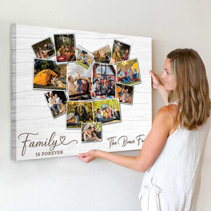 Custom Heart Photo Collage Canvas Poster, Personalized Message and Photos Gift
