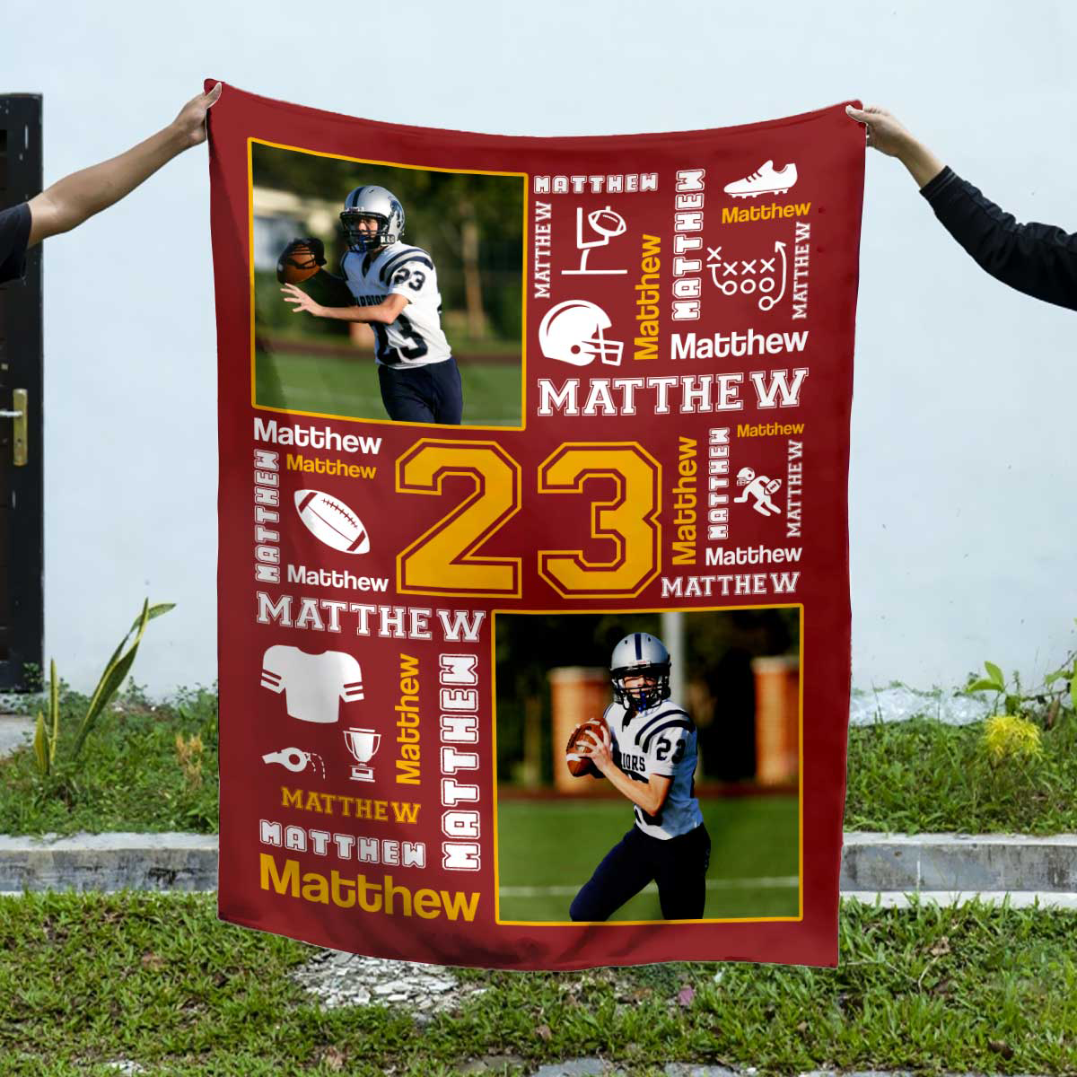 Football Name Blanket Personalized With Photo Senior Football Player Gifts For Him
