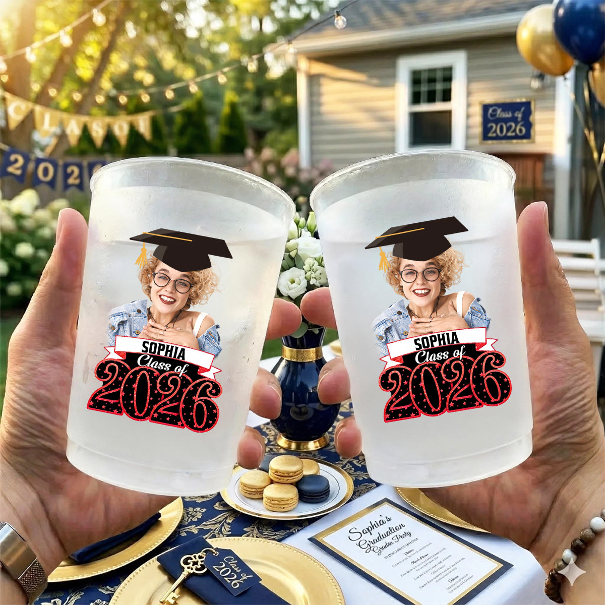 Class Of 2026, Custom Your Photo And Your Name Graduation Cups, Personalized Graduation Gift