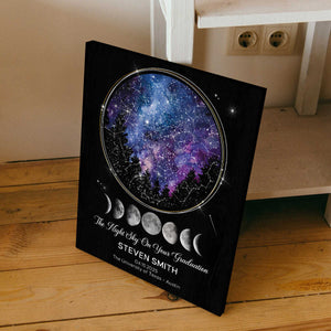 Personalized Custom Night Sky Graduation Gift Star Map Canvas Poster