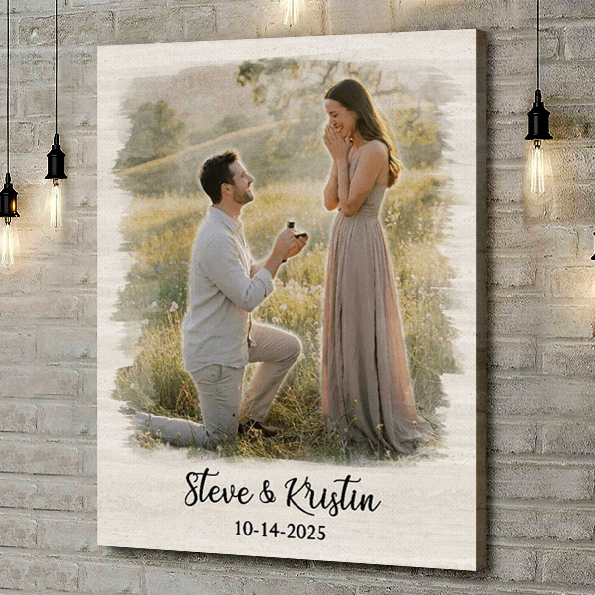 Personalized Couple Proposal Portrait Canvas Poster, Couple Proposal Gift, Engagement Gift for Him Her