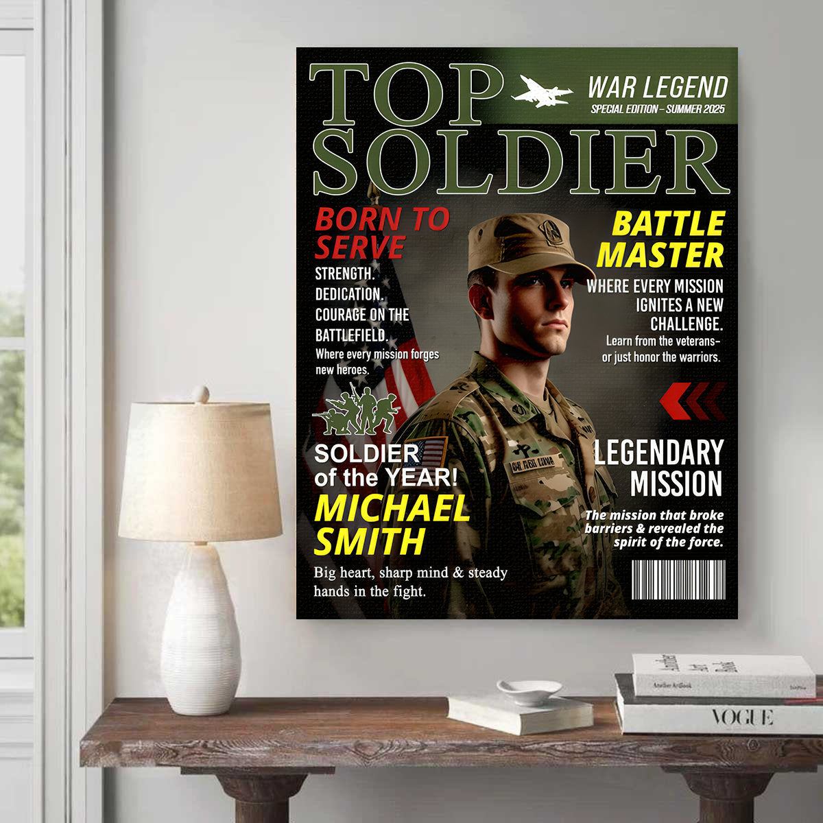 Army Gift Soldier Custom Magazine Cover, Personalized Solider Magazine Cover, Army Retirement Gift for Navy Marine Air Force, Army Gift for Him