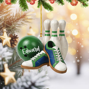 Custom Name Bowling Ornament, Personalized Christmas Gift For Bowling Lover