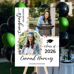 Custom Class Of 2026 Floral - Graduation Party Welcome Sign - Personalized Graduation Decoration