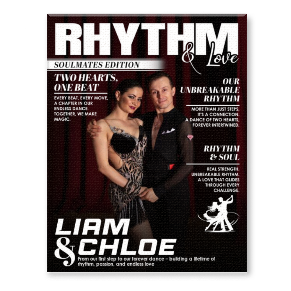 Personalized Dancer Couple Magazine Cover Canvas, Dance Soulmates Keepsake, Ballroom Dancer Gift,Couple Gift Ideas