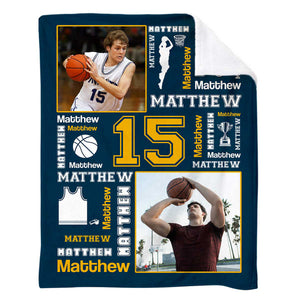 Basketball Name Blanket Personalized With Photo, Custom Gifts For Basketball Players, Senior Basketball Gifts For Him
