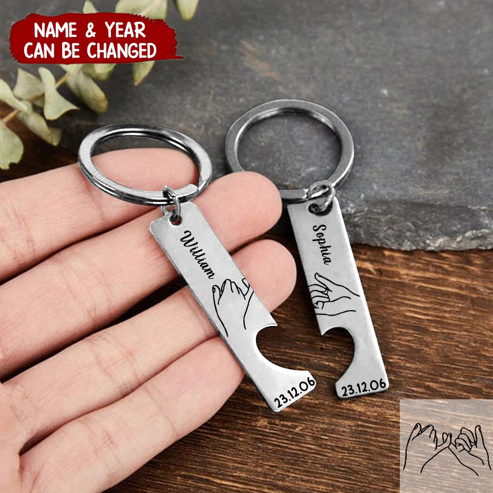 Couple Keychain Set Heart, Personalised  Matching Couple Keyring
