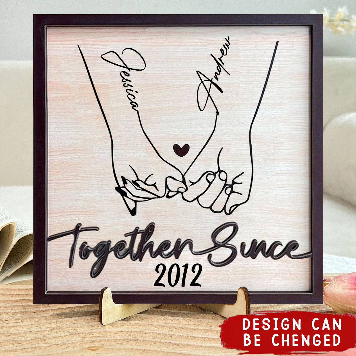 Personalized Holding Hand Forever- 2 Layers Wooden Plaque