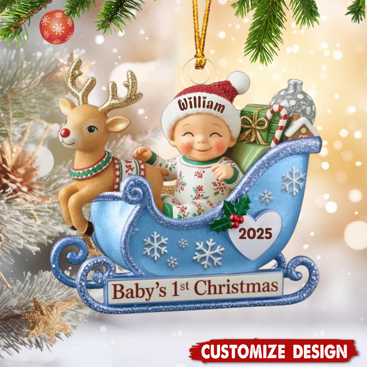 Baby's First Christmas Personalized Christmas Baby Shower, Gender Reveal Gifts For New Parents