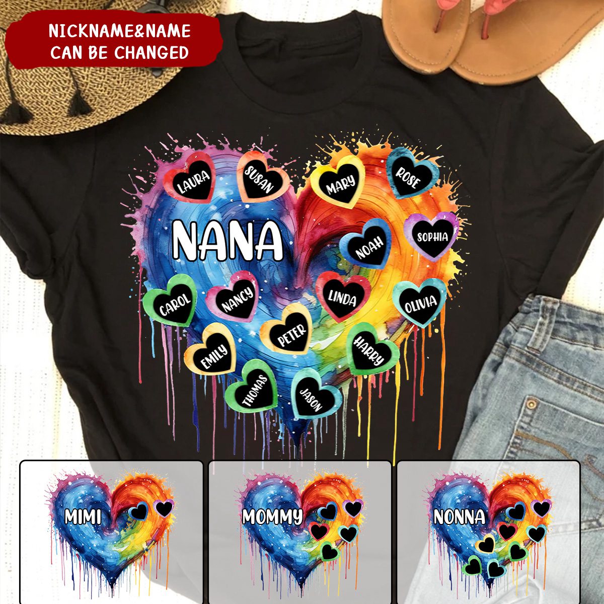 Personalized Grandma Sweethearts Custom Names Pure cotton T-shirt