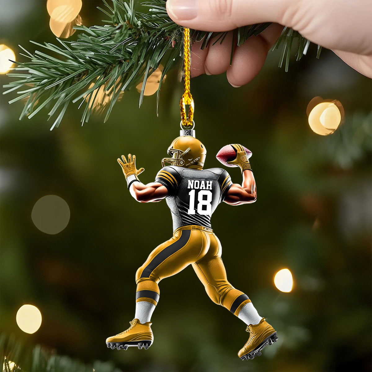 Custom Name and Number Rugby Football Ornament, Christmas Gift for Rugby Football Lover