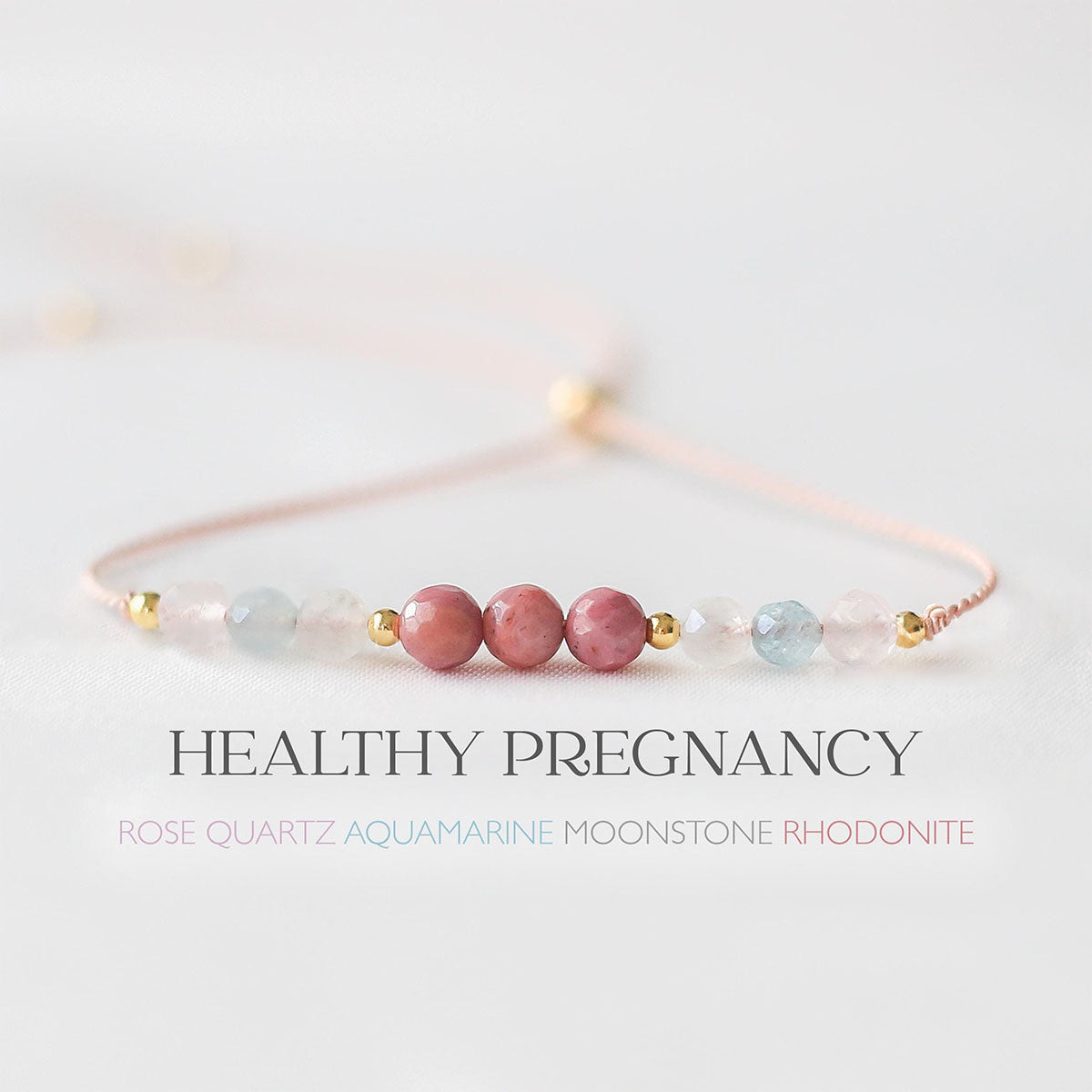 Crystal bracelet Healthy pregnancy, support, expectant mother gift, rose quartz bracelet