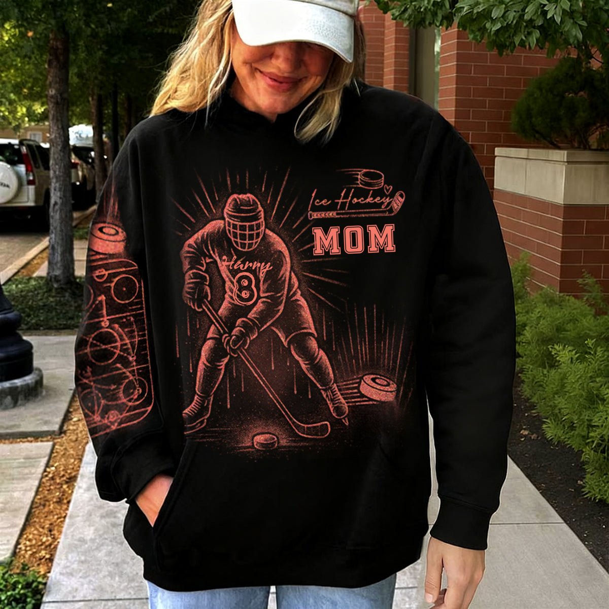 Bleach Style Ice Hockey Hoodie - Personalized Hoodie For Ice Hockey Mom