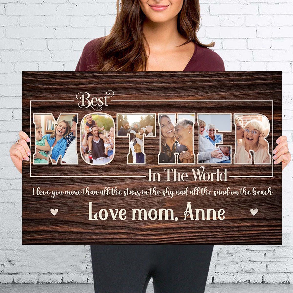 Best Mother In The World Photo Collage Canvas, Mother’s Day Canvas Art Gift For Mom