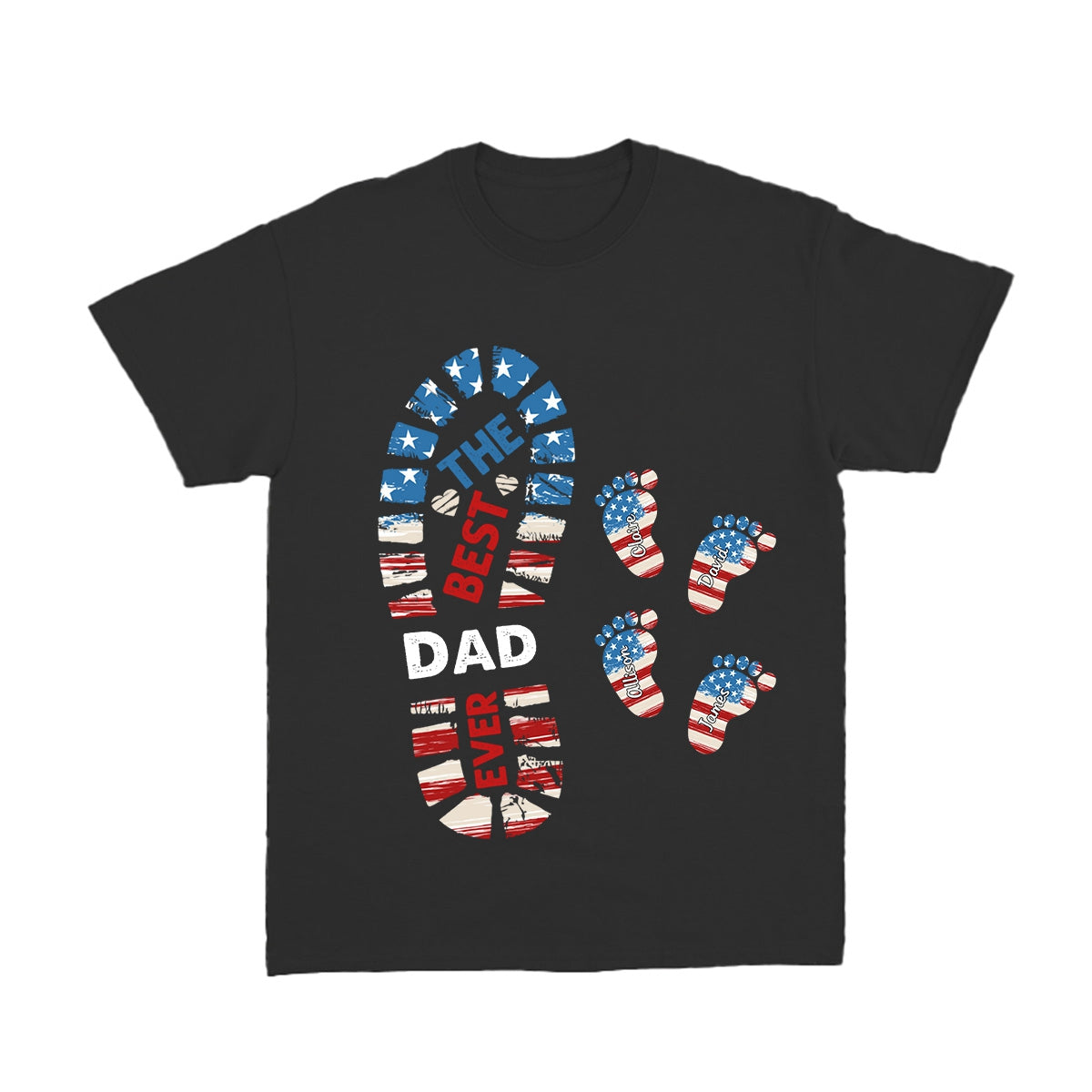 Personalized Gift For Father For Dad Foot Print Pure Cotton T-Shirt