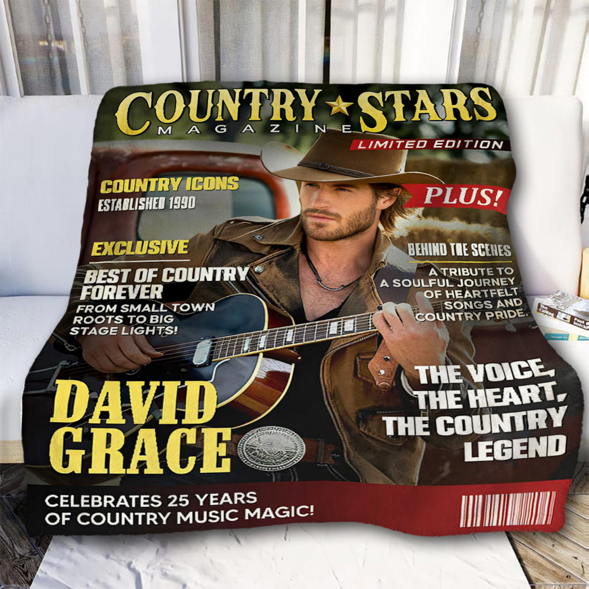 Personalized Country Stars Magazine Blanket, Custom Country Stars Photo, Cool Gift For Music Lover