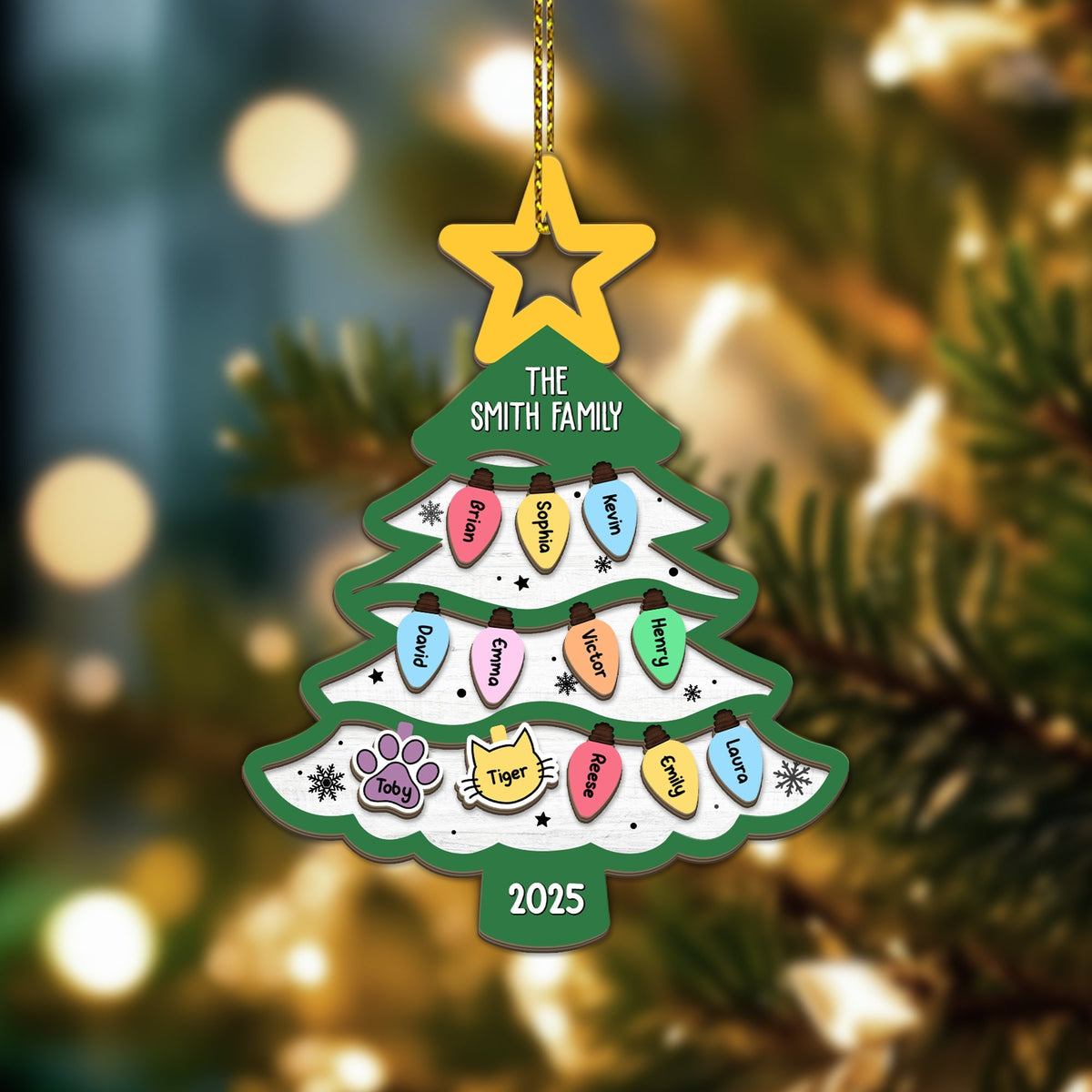 Family Tree Gift For Large Family With Pets - Personalized Acrylic Ornament