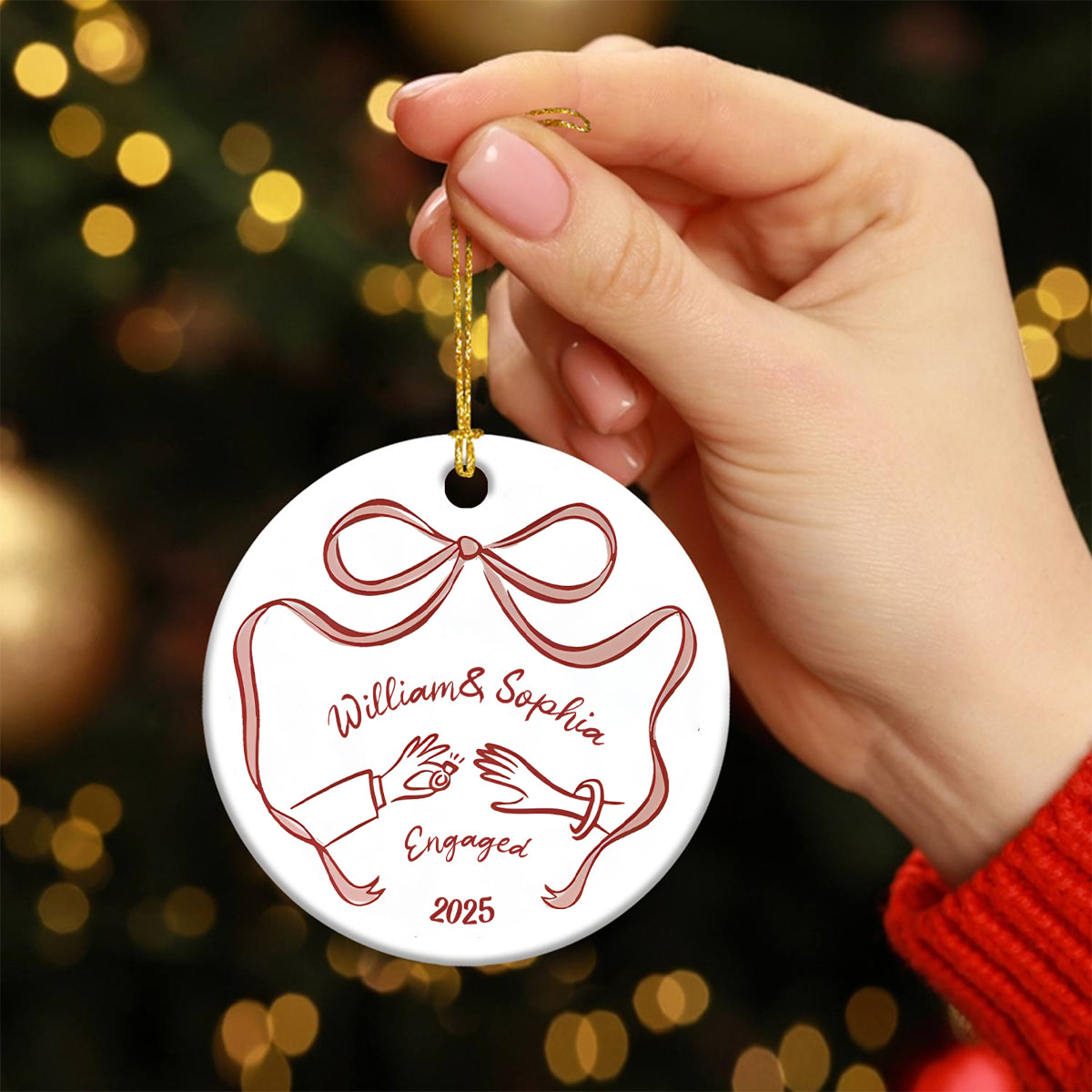 First Christmas Engaged Ornament, Personalized Engagement Gift for Couples