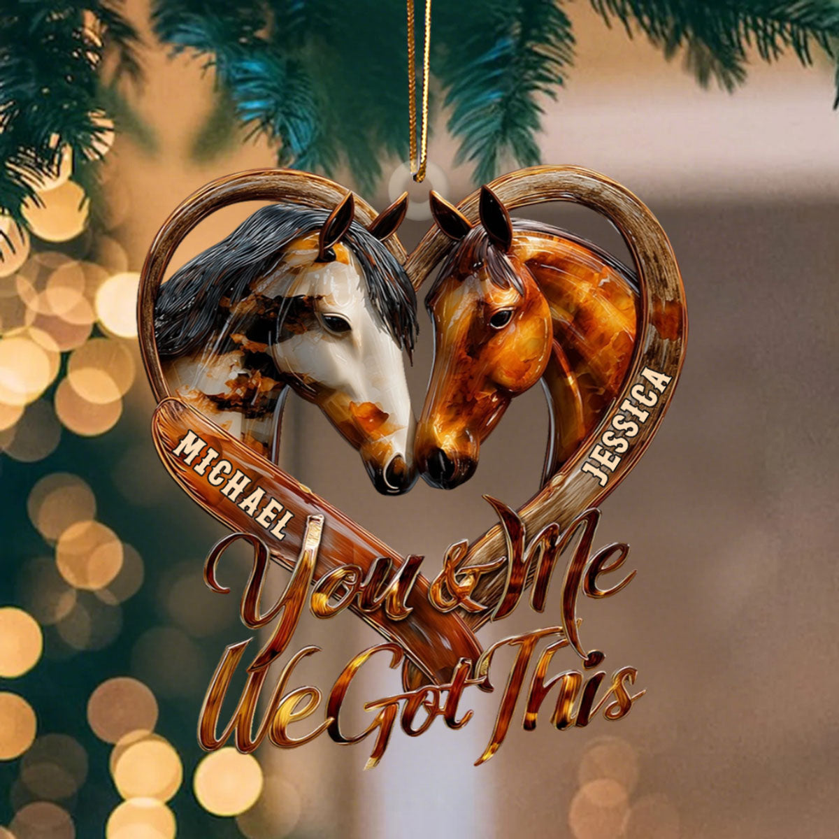 You & Me We Got This - Personalized Custom Horse Transparent Ornament