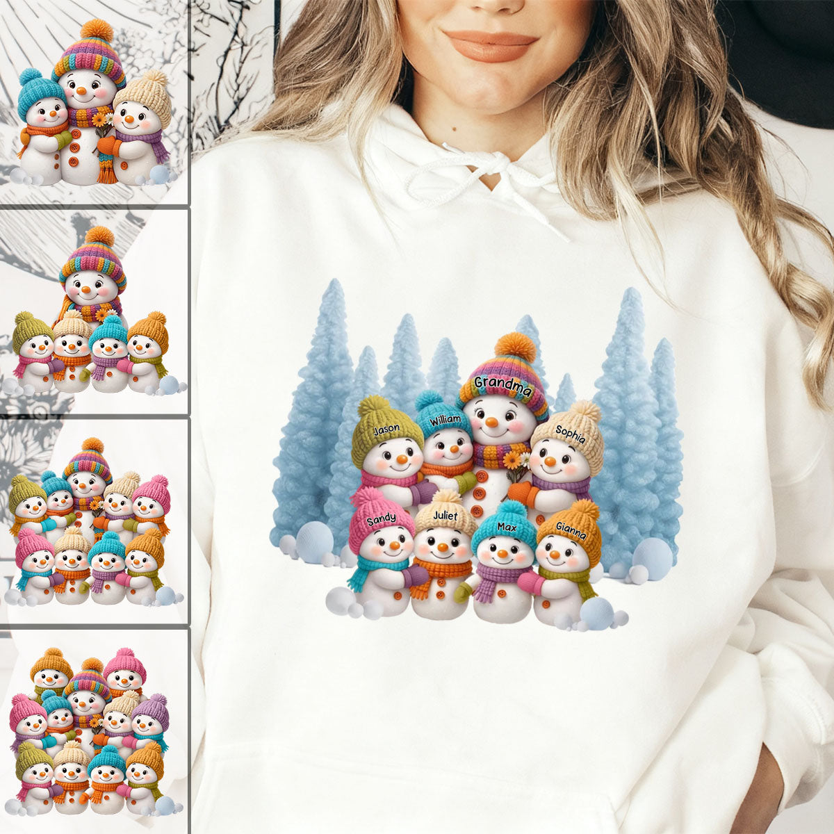 Christmas Blue Vibe Snowman Grandma - Personalized Hoodie - Christmas Gift for Grandma