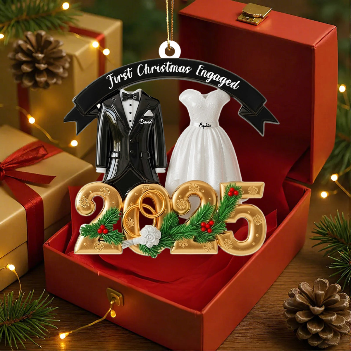 Christmas Couple Acrylic Ornament - Personalized Gift For Couple